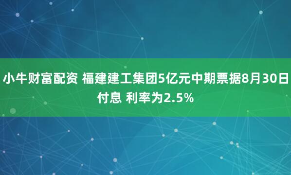 小牛财富配资 福建建工集团5亿元中期票据8月30日付息 利率为2.5%